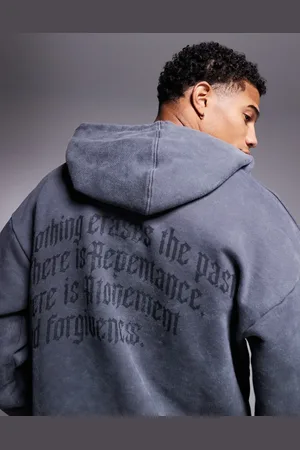 Liquor N Poker Oversized hoodie in light acid wash