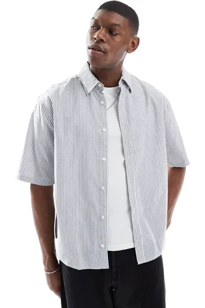 Only & Sons Boxy fit oxford shirt in & blue stripe
