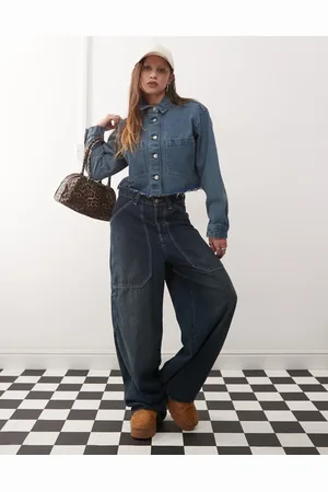 Noisy May Boxy cropped denim jacket in dark