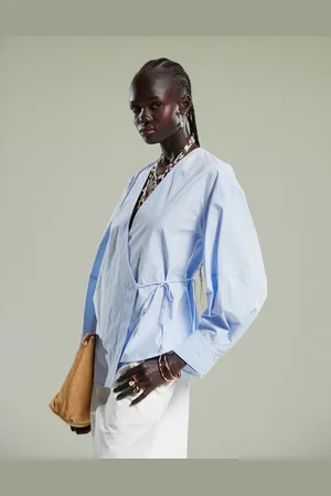 ARKET Cotton poplin wrap blouse in