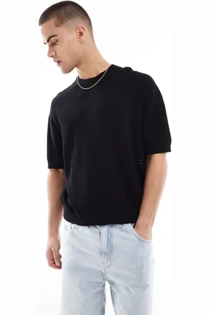 Bershka Knitted textured t-shirt in