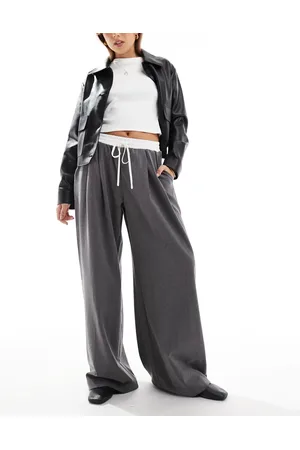 Cotton On Cotton On pull on wide leg trousers in charcoal