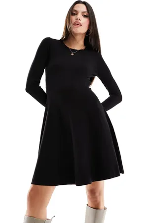 Y.A.S Y.A.S knitted fit and flare mini dress with lace cuff detail in