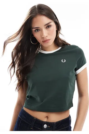 Fred Perry Cropped ringer t-shirt in forest