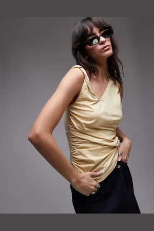 & OTHER STORIES Jersey top with twist and drape detail in light
