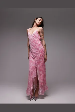 Topshop Burn out twist shoulder maxi dress in