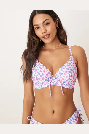 Peek & Beau Fuller Bust scallop ditsy floral underwire bikini top in