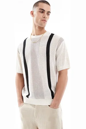 Bershka Knitted stripe t-shirt in