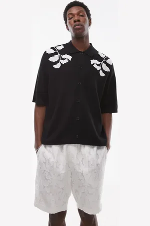 Topman Embroidered floral knitted shirt in and ecru