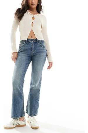 Stradivarius STR flare cropped jean in medium wash