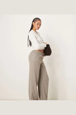 JDY Wide leg tie front trousers in