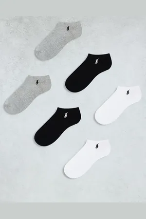 Ralph Lauren 6-pack logo ankle trainer socks in , grey and white