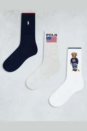 Ralph Lauren 3-pack bear, logo and flag socks in