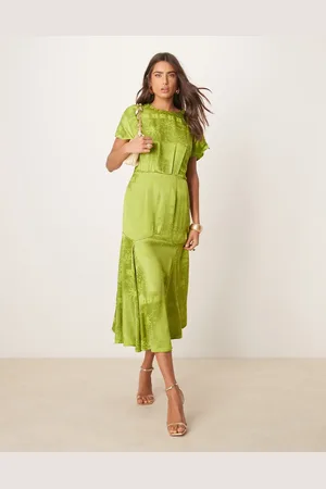 Never Fully Dressed Embossed satin midaxi dress in