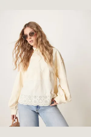 ASOS Oversized hoodie with embroidery detail in washed cream
