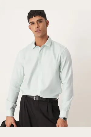 ASOS Formal easy iron regular shirt in herringbone texture in light