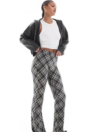 Noisy May Flare trousers in check