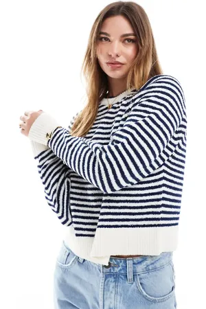 ASOS Crew neck jumper with rib fashioning in stripe