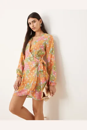 Never Fully Dressed Metallic wrap mini dress in -colour