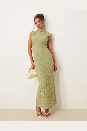 VILA Textured jersey maxi dress in sage