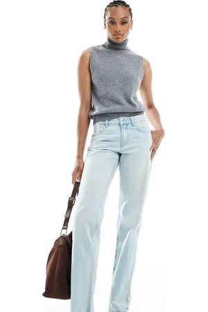 Stradivarius Tall D03 low waisted straight leg jean in light wash