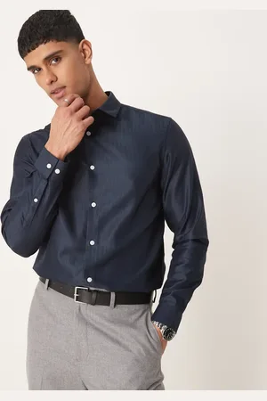 ASOS Formal easy iron regular shirt in herringbone texture in