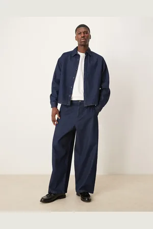 ASOS Co-ord baggy balloon jeans with smart pleats in indigo wash