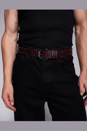 ASOS Studded belt in brown