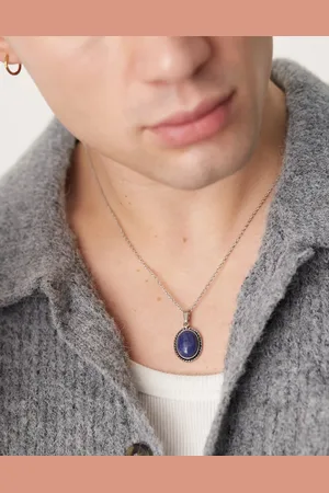 ASOS Stainless steel necklace with semi-precious stone pendant in tone