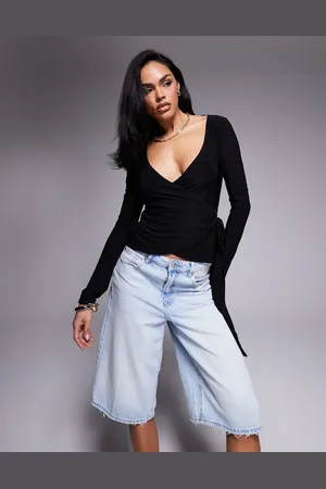 Fashionkilla Double sculpted slinky wrap tie detail top in