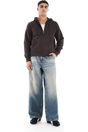 ASOS Super wide leg jean with seam details in mid wash
