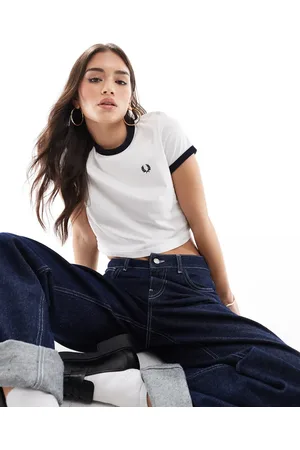 Fred Perry Cropped ringer t-shirt in off