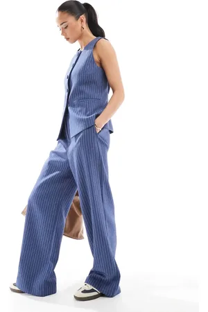 New Look Co-ord denim look stripe wide leg trousers in