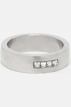 ASOS Waterproof stainless steel ring with crystals in brushed tone