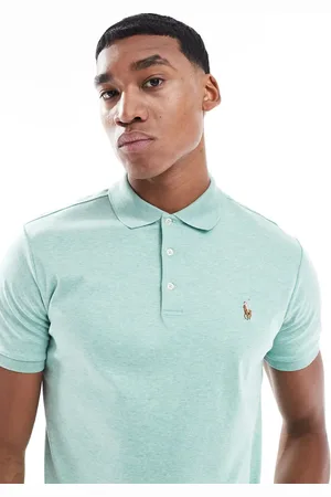 Ralph Lauren Icon logo pima cotton polo custom fit in marl