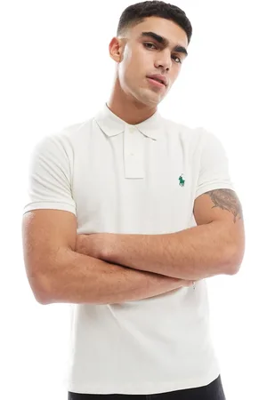 Ralph Lauren Icon logo slim fit pique polo in cream