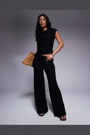 ASOS Textured wide leg pull on trousers in