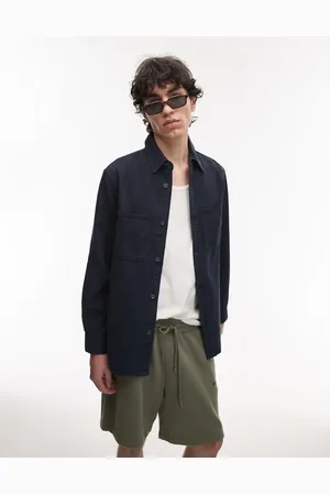 MANGO Washed cotton overshirt in