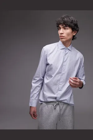 MANGO Egyptian cotton striped shirt in and blue