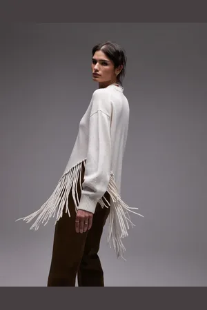 & OTHER STORIES Sweater with asymmetric fringe hem in off