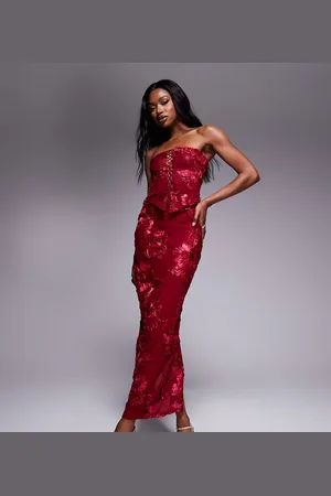 Murci Exclusive mesh column maxi skirt co-ord in textured floral applique
