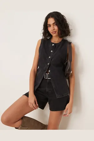 Free People Aimee button through denim vest in