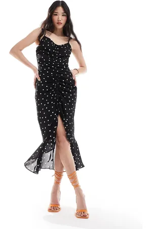 New Look Ruffle maxi midi dress in spot