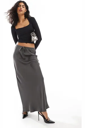 AWARE Satin maxi skirt in dark