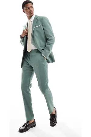 SELECTED Linen mix slim fit suit trousers in