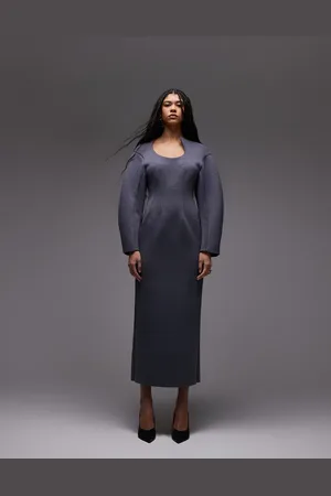 ASOS Sculpted cut away midi dress in charcoal
