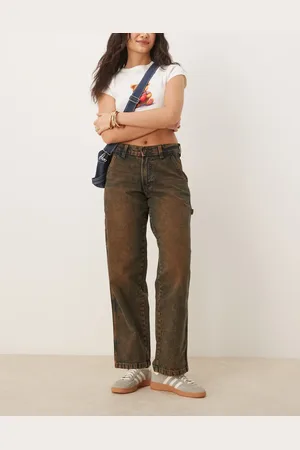 Dickies Stevensville loose fit carpenter denim jeans in brown tinted indigo