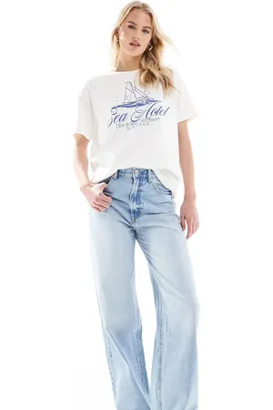 Stradivarius Tall D88 baggy jean in mid wash