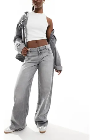 Bershka Baggy wide leg jeans in washed