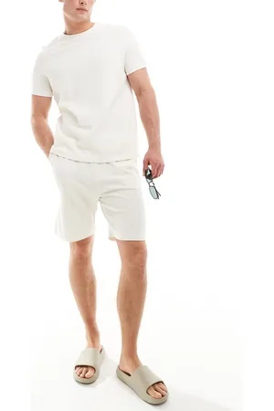 Bershka Textured jersey co-ord short in ecru